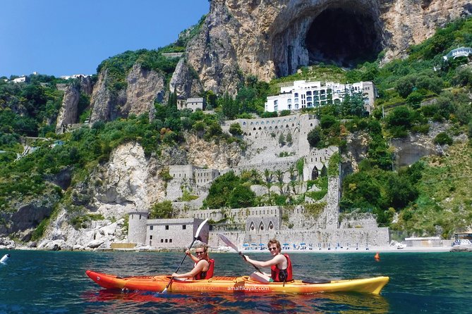 Amalfi Coast Kayak Tour: Explore Caves, Arches & Hidden Beaches - Runghetiello Grotto: the red and green sea cave stop
