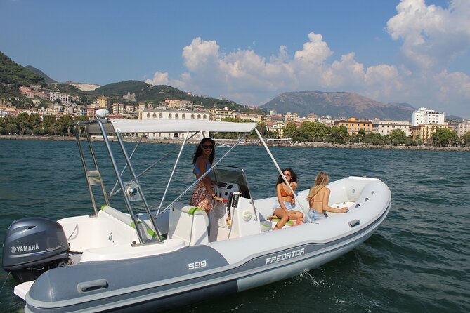 Amalfi Coast rent a rubber boat: from Salerno without a license - Your Predator Boat Setup: Comfort, Safety, and Swim-Friendly Features
