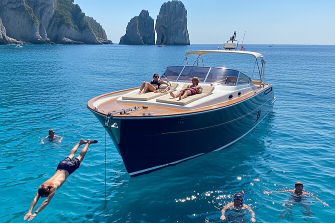 Capri in a Day: Boat Tour + City Visit + Free Bar + Brunch - The boat route: from Bagni di Tiberio to Faraglioni in one long sweep