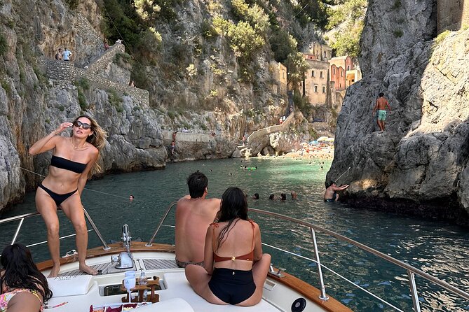 Full-day Exclusive Private boat tour on the Amalfi coast - Onboard Prosecco, snacks, and the “good life” pacing