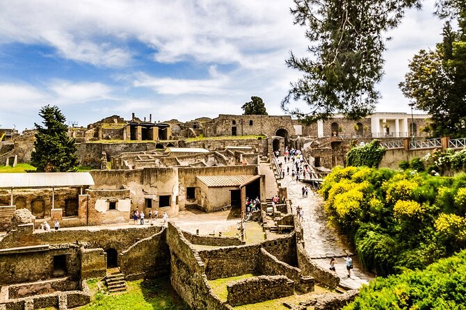 Pompeii Private Guided Half-Day Tour with transfer from Positano - Tempio di Giove Capitolino with Vesuvius framed behind it